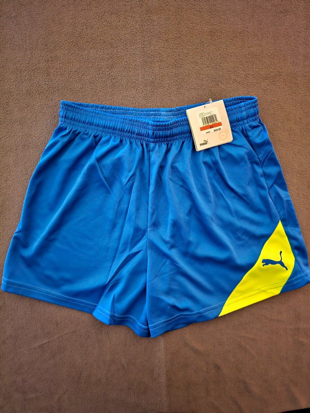 Puma Santiago TG Womens XS Soccer Shorts Royal Blue Fluo Yellow NWT 703404